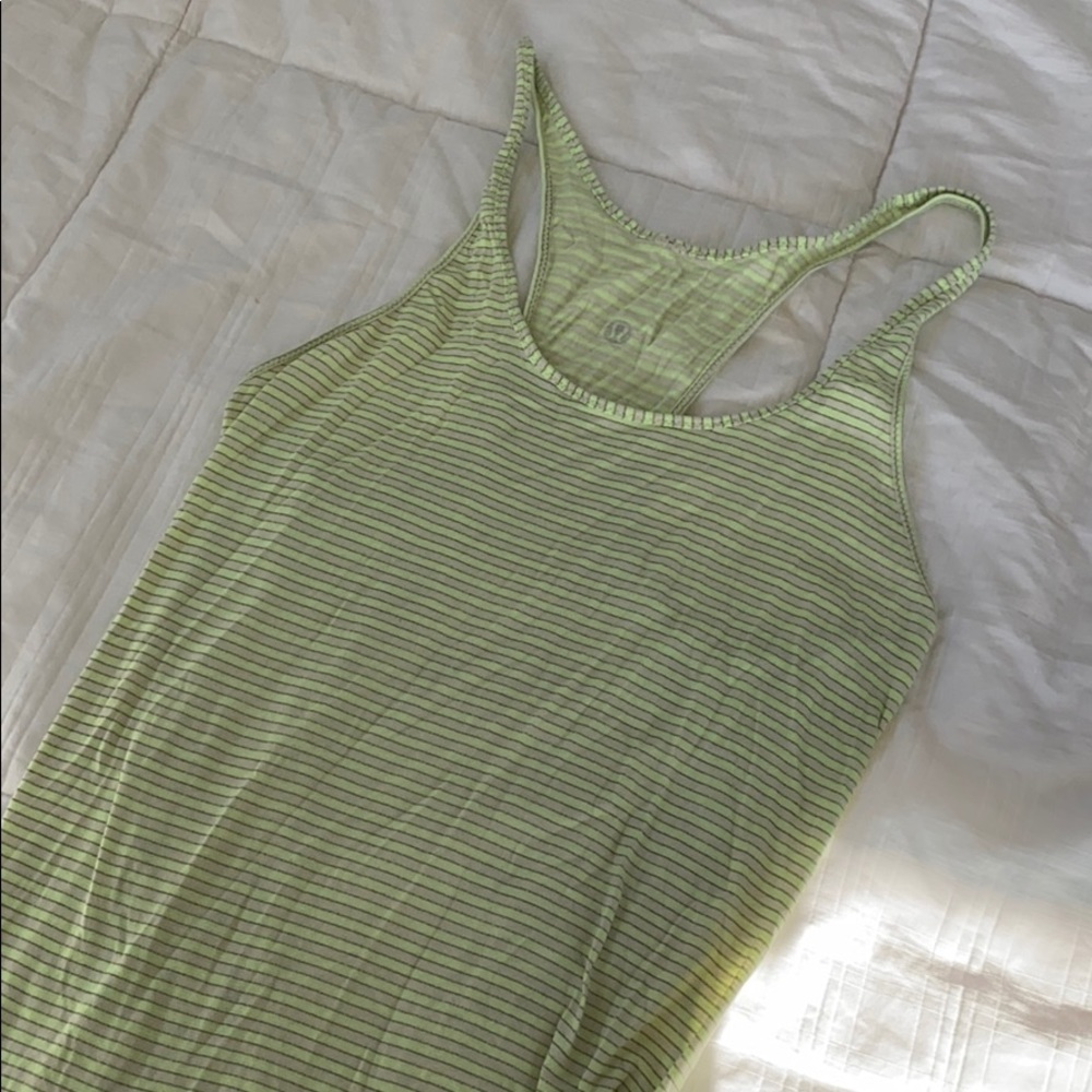 Lululemon Lime green striped tank